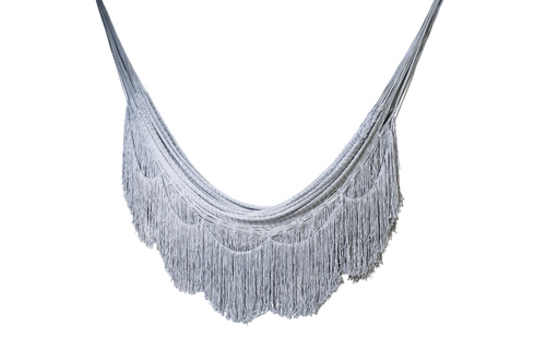 Hamaca Modelo 3 de Doble Fleco Algodón Gris Plata